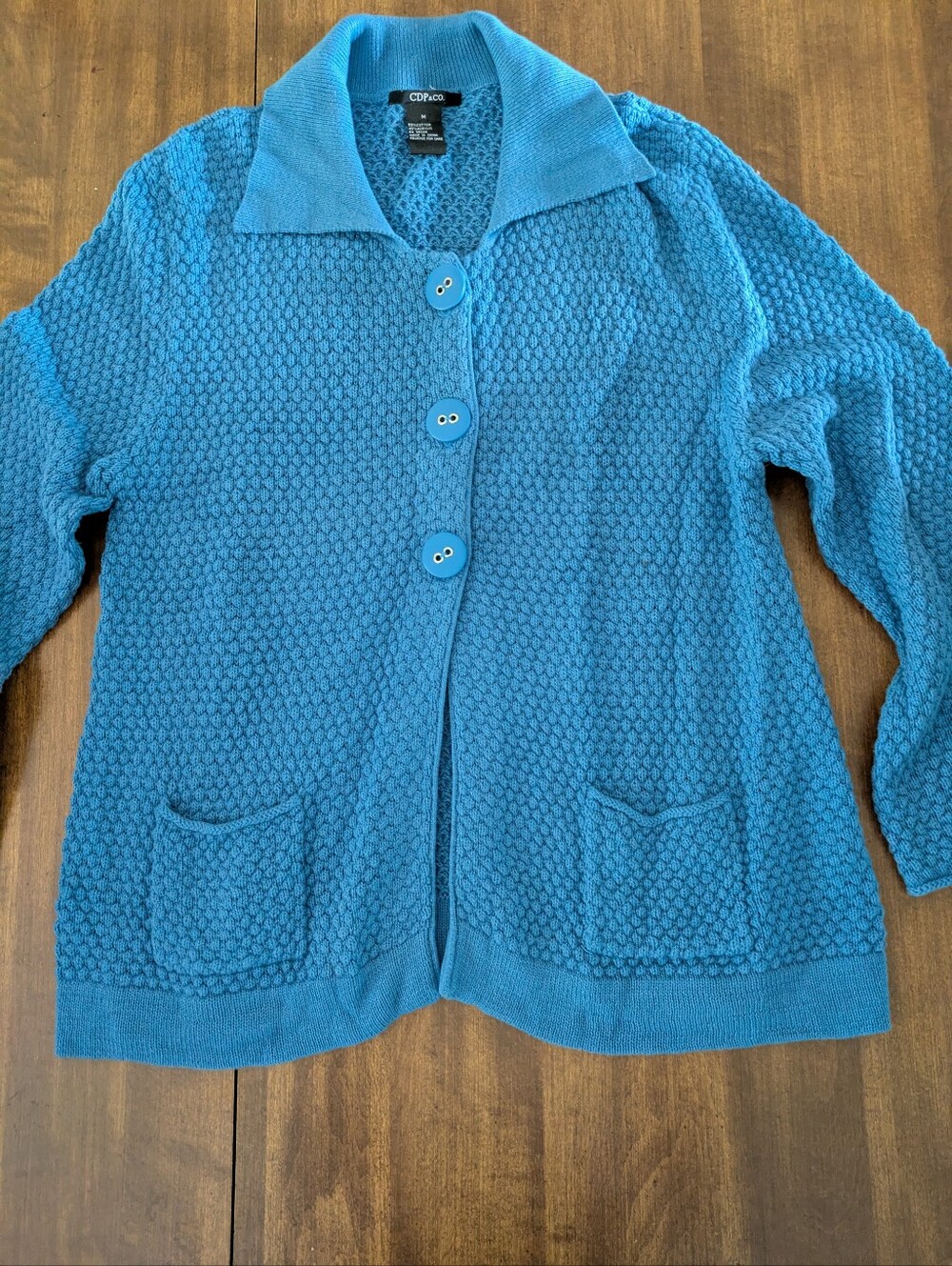 CDP & Co. Blue Button Cardigan Medium